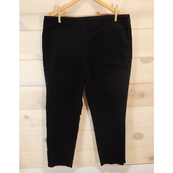 Talbots Women's 16 Chatham Ankle Pants Black Velvet Fabric Slim Leg Side Zip - Picture 1 of 10